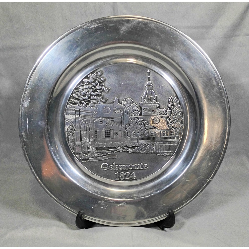 Vintage "Oekonomie 1824" Embossed Commemorative Pewter/Metal Plate